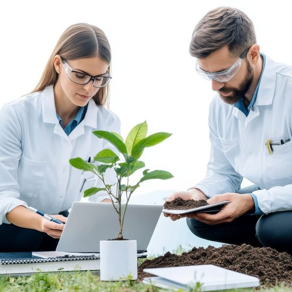 Scientists Conducting Outdoor Experiment in Serene Field